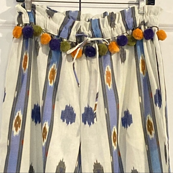 Anthropologie Ollari Pom Pom Boho Wide Leg Pants Sz S - Picture 6 of 12